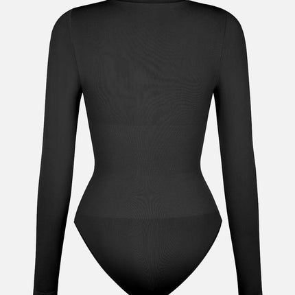 Wholesale Seamless Crew Neck Long Sleeve Tummy Control Snap Crotch Briefs Bodysuit.