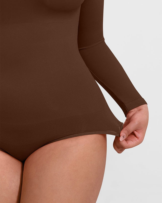 Wholesale Seamless Crew Neck Long Sleeve Tummy Control Snap Crotch Briefs Bodysuit.