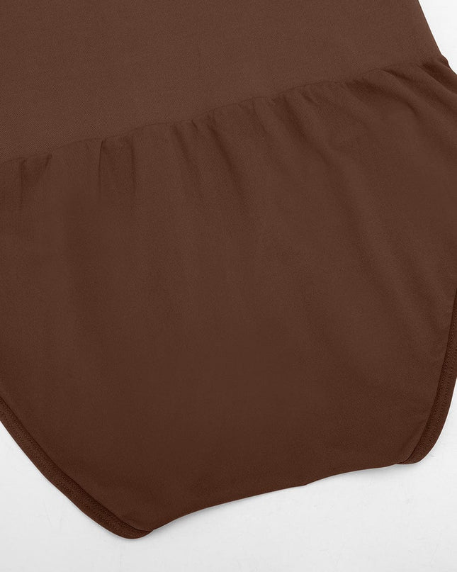 Wholesale Seamless Crew Neck Long Sleeve Tummy Control Snap Crotch Briefs Bodysuit.