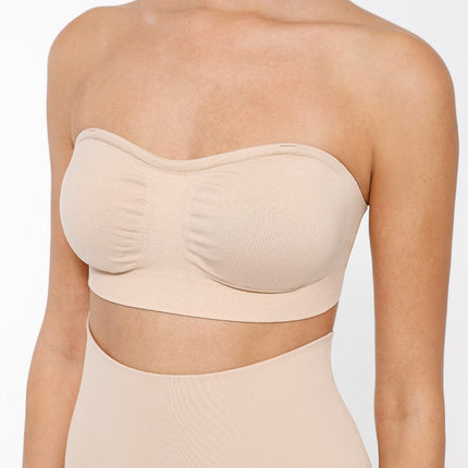 Wholesale Seamless Strapless Wireless Breast Support Bra with Removable Cup Pad.