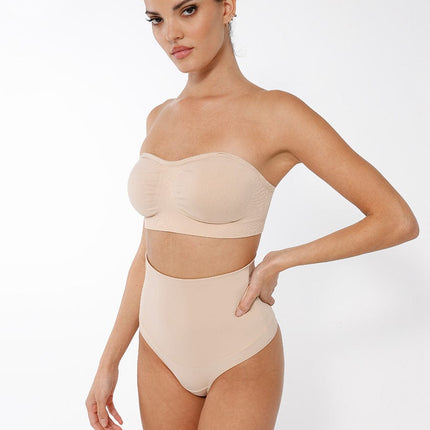 Wholesale Seamless Strapless Wireless Breast Support Bra with Removable Cup Pad.