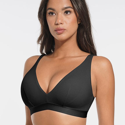 Wholesale Deep V Neck Rib Modal All Day Wear Bralette with Removable Pads.