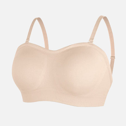 Wholesale Seamless Strapless Wireless Breast Support Bra with Removable Cup Pad.