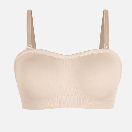 Wholesale Seamless Strapless Wireless Breast Support Bra with Removable Cup Pad.