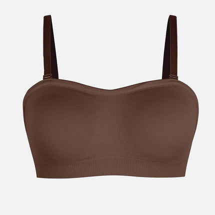 Wholesale Seamless Strapless Wireless Breast Support Bra with Removable Cup Pad.
