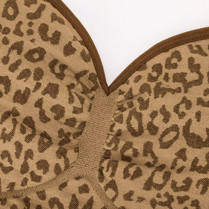 Wholesale Seamless Leopard Print Bust Support Bra with Adjustable Straps.