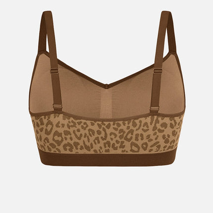 Wholesale Seamless Leopard Print Bust Support Bra with Adjustable Straps.