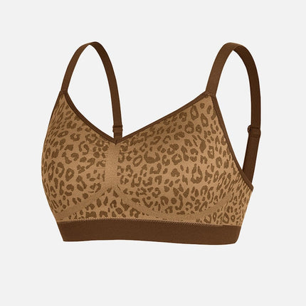Wholesale Seamless Leopard Print Bust Support Bra with Adjustable Straps.