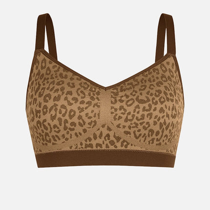 Wholesale Seamless Leopard Print Bust Support Bra with Adjustable Straps.