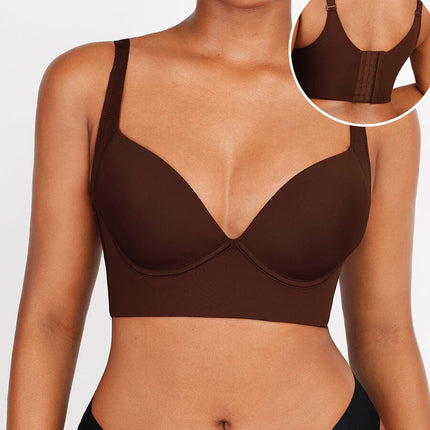 Wholesale Brown Underwire Push-Up Sculpting Uplift Hide Back Fat Full Coverage Bra.