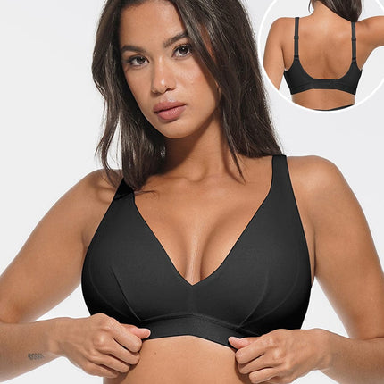 Wholesale Deep V Neck Rib Modal All Day Wear Bralette with Removable Pads.