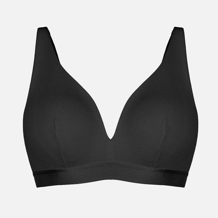 Wholesale Deep V Neck Rib Modal All Day Wear Bralette with Removable Pads.