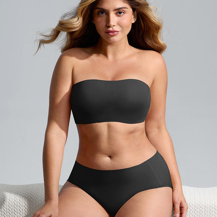 Strapless Anti Slip Bandeau Bra Fixed Molded Cups FeelSoft Fabric Nipple Coverage.