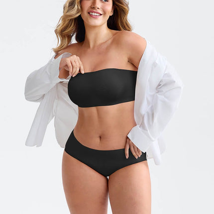 Strapless Anti Slip Bandeau Bra Fixed Molded Cups FeelSoft Fabric Nipple Coverage.