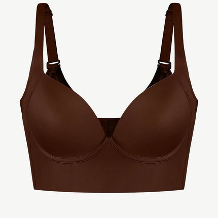 Wholesale Brown Underwire Push-Up Sculpting Uplift Hide Back Fat Full Coverage Bra.