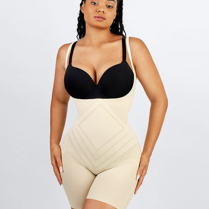 Wholesale Liquid Spandex Open-Bust Mid-Thigh  Shaping Boyshort Bodysuit