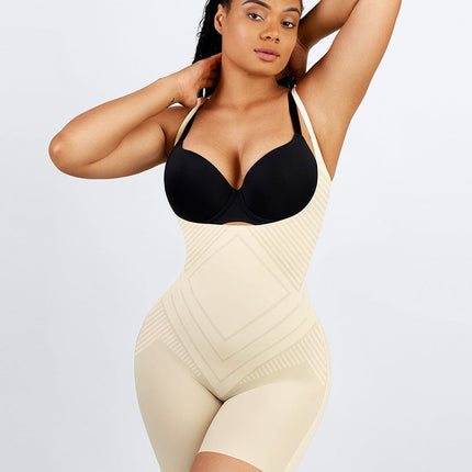Wholesale Liquid Spandex Open-Bust Mid-Thigh  Shaping Boyshort Bodysuit