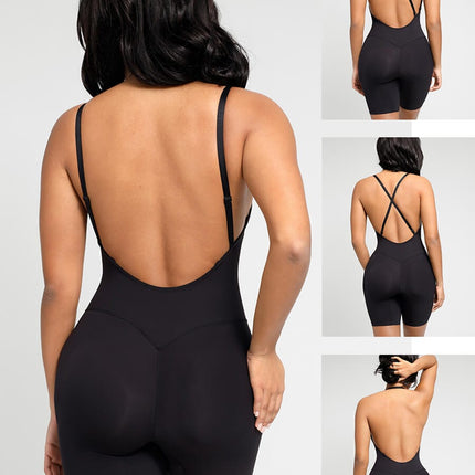 Wholesale Low-cut Back Body Shaper with Built-in Removable Fake Buttocks and Crotch Pads