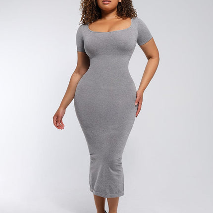 Wholesale Plunge Low-Back Mid-Thigh Shapewear With Removable Hip Pads