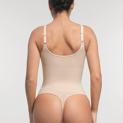 Wholesale Seamless Built-in Bra Waist and Tummy Control Thong Bodysuit.