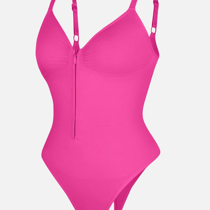 Wholesale Seamless Plunge Chest Support Bodysuit with Clips Inside.
