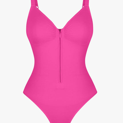 Wholesale Seamless Plunge Chest Support Bodysuit with Clips Inside.