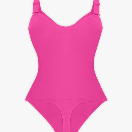 Wholesale Seamless Plunge Chest Support Bodysuit with Clips Inside.
