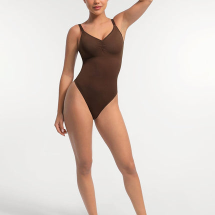 Wholesale Seamless Built-in Bra Waist and Tummy Control Thong Bodysuit.