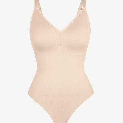 Wholesale Seamless Built-in Bra Waist and Tummy Control Thong Bodysuit.