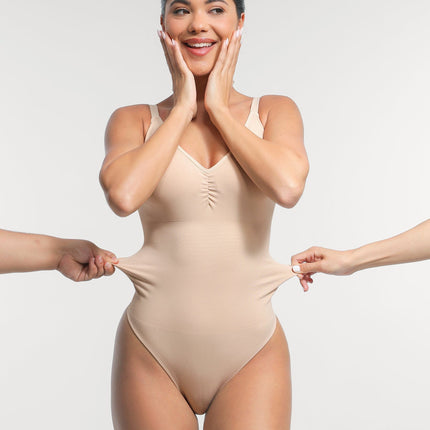 Wholesale Seamless Built-in Bra Waist and Tummy Control Thong Bodysuit.