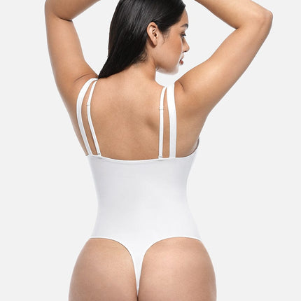 Wholesale Lace V-Neck T-Back Waist and Abdomen Shaping Thong Bodysuit.