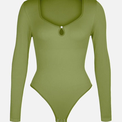 Wholesale Seamless Ribbed Sexy Hollow Scoop Neck Waist Tummy Control Thong Bodysuit.