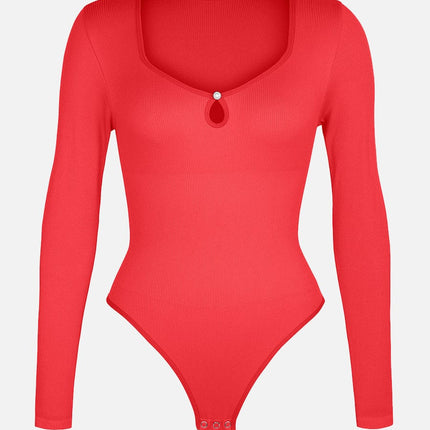 Wholesale Seamless Ribbed Sexy Hollow Scoop Neck Waist Tummy Control Thong Bodysuit.
