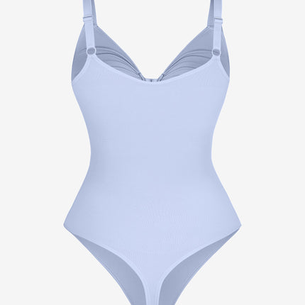 Wholesale Seamless Plunge Chest Support Bodysuit with Clips Inside.