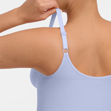 Wholesale Seamless Plunge Chest Support Bodysuit with Clips Inside.