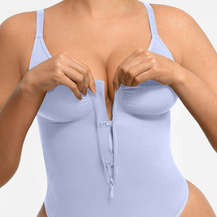 Wholesale Seamless Plunge Chest Support Bodysuit with Clips Inside.