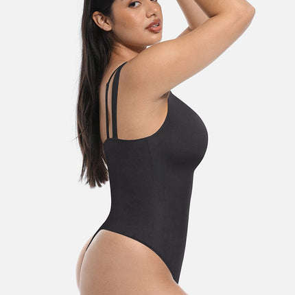 Wholesale Lace V-Neck T-Back Waist and Abdomen Shaping Thong Bodysuit.