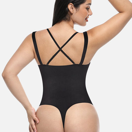 Wholesale Lace V-Neck T-Back Waist and Abdomen Shaping Thong Bodysuit.
