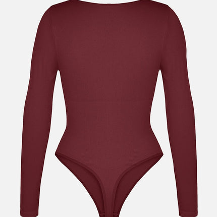 Wholesale Seamless Ribbed Sexy Hollow Scoop Neck Waist Tummy Control Thong Bodysuit.