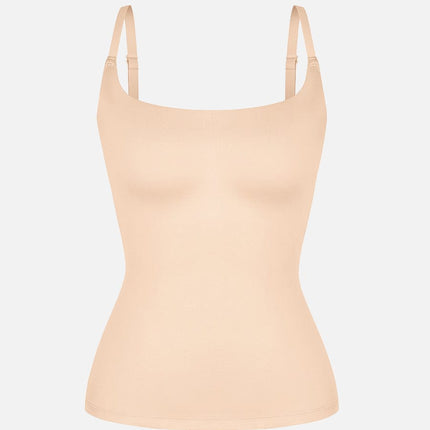 Wholesale Scoop Neck Tank Top with Light Shaping and Anti-Sheer Bust Lining.