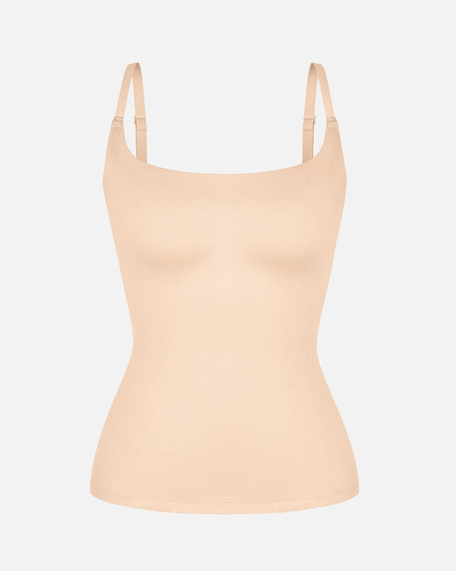 Wholesale Scoop Neck Tank Top with Light Shaping and Anti-Sheer Bust Lining.