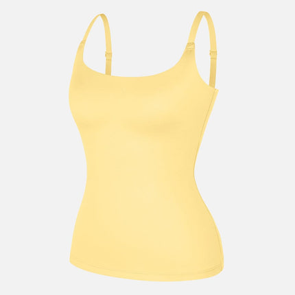 Wholesale Scoop Neck Tank Top with Light Shaping and Anti-Sheer Bust Lining.