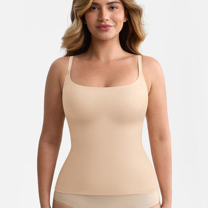 Wholesale Scoop Neck Tank Top with Light Shaping and Anti-Sheer Bust Lining.