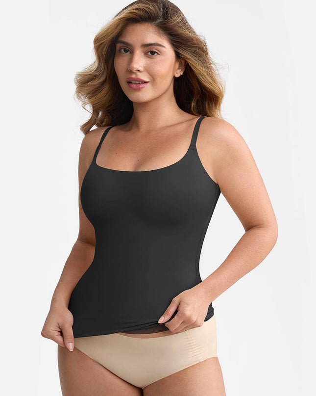 Wholesale Scoop Neck Tank Top with Light Shaping and Anti-Sheer Bust Lining.