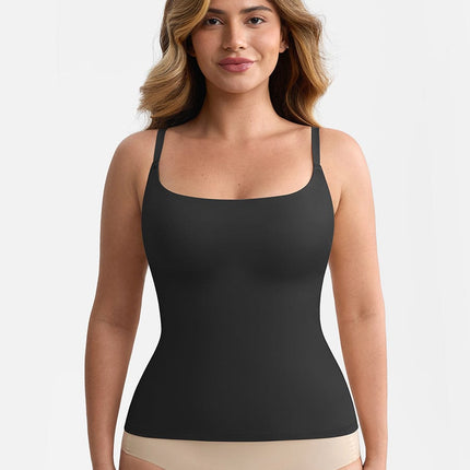 Wholesale Scoop Neck Tank Top with Light Shaping and Anti-Sheer Bust Lining.