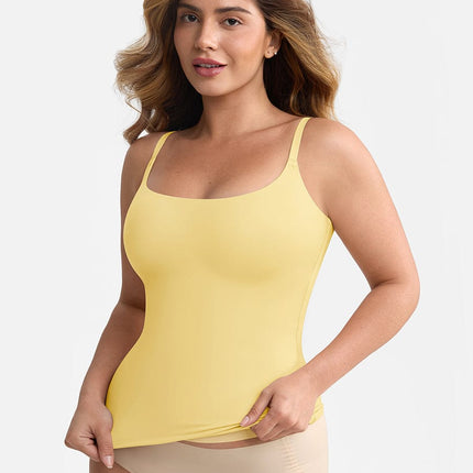 Wholesale Scoop Neck Tank Top with Light Shaping and Anti-Sheer Bust Lining.