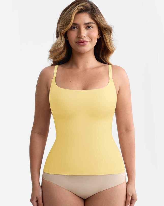 Wholesale Scoop Neck Tank Top with Light Shaping and Anti-Sheer Bust Lining.