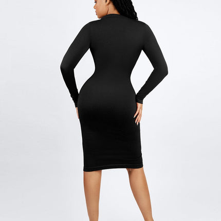 Wholesale Seamless Waist Trimming Retro Long Sleeve Shirt Dress