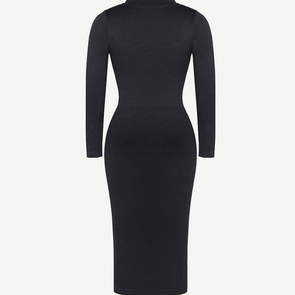 Wholesale Seamless Waist Trimming Retro Long Sleeve Shirt Dress