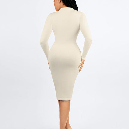 Wholesale Seamless Waist Trimming Retro Long Sleeve Shirt Dress